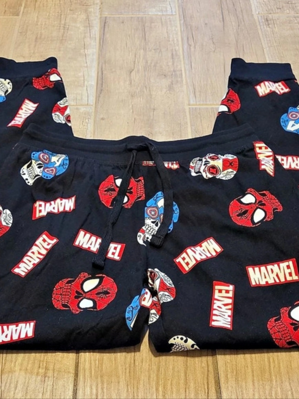 Marvel Spider-Man Captains America Skulls Pajama Men Jogger Pants Size S